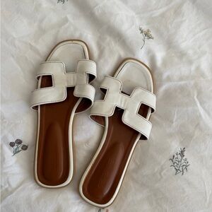 White Slide Sandals for Women